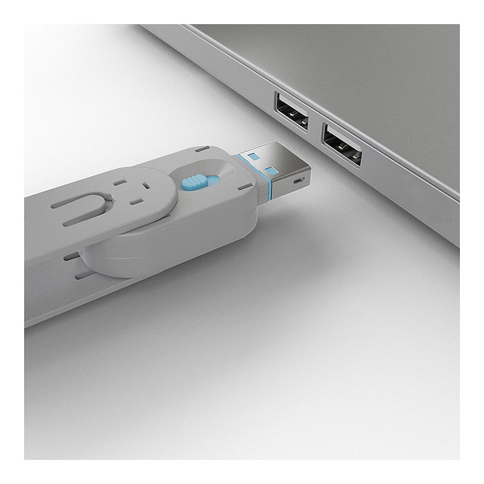 Lindy Bloqueador de puerto USB Tipo A con 4 bloqueadores y 1 clave, Azul