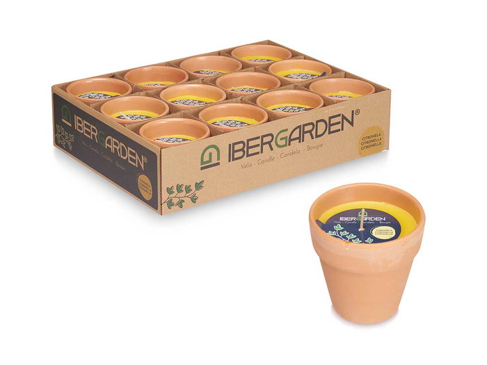 Ibergarden Vela en Vaso de Barro con Aroma a Citronela 8x8x8 cm (Set de 48)