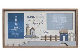 DKD Home Decor Marco Multifoto Mediterraneo Blanco Azul 2.5 x 21 x 40 cm (6 Unidades)