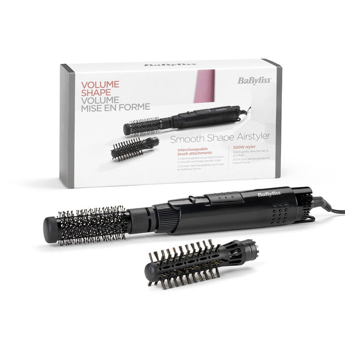 Babyliss Cepillo Moldeador Smooth Shape AS86E - Cepillo de Aire Caliente para Volumen y Rizos, con Dos Cepillos (19 mm y 23 mm), 3 Temperaturas, 300W