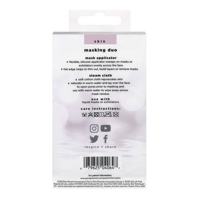 Real Techniques MASKING DUO LOTE Set Cosmética Facial Aplicador Mascarilla + Toalla Algodón 2 Piezas Vegano Cruelty Free