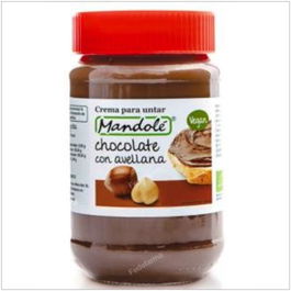 MANDOLE Crema de Cacao con Avellana Bio 375g - Untar 100% Vegetal Sin Grasa de Palma