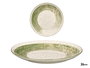 Vessia Plato Llano Patinado Verde 26 cm, Cerámica de Porcelana, Blanco y Verde, Plato Redondo 27.2x27.2x3 cm (Set de 24)
