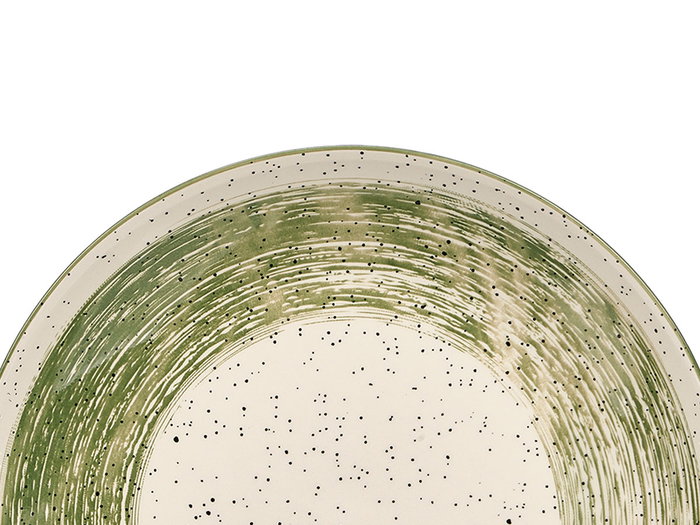 Vessia Plato Llano Patinado Verde 26 cm, Cerámica de Porcelana, Blanco y Verde, Plato Redondo 27.2x27.2x3 cm (Set de 24)