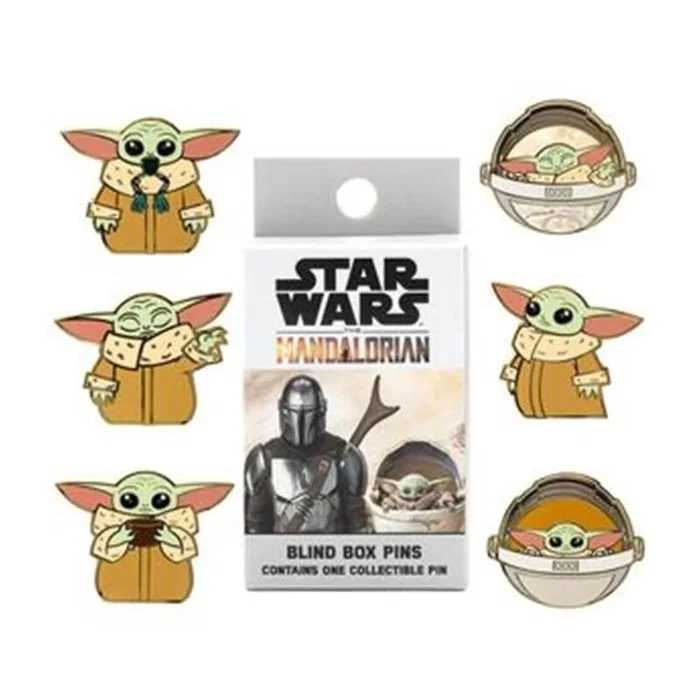 Funko Caja Sorpresa Mystery Box con Pines Loungefly de Disney Star Wars The Mandalorian Grogu Baby Yoda - Sellos de Esmalte - Ref. Sorpresa