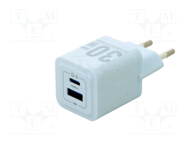 Vention FEQL0-EU Cargador GaN de Pared 30W con USB-C y USB-A Azul