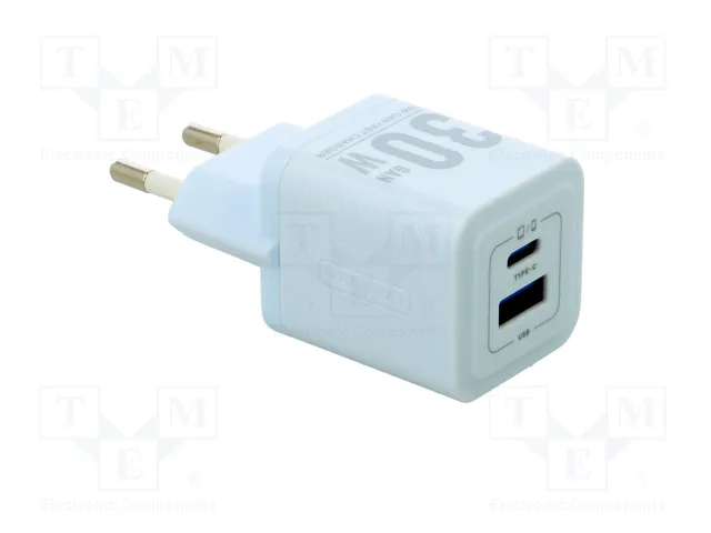 Vention FEQL0-EU Cargador GaN de Pared 30W con USB-C y USB-A Azul