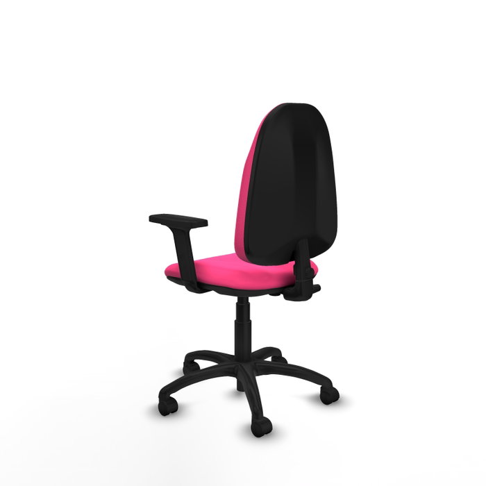 Silla de oficina Algarra con mecanismo Contacto permanente básico tapizada con Similpiel color Rosa. Equipada con Base poliamida negra, Brazos 2D y Ruedas de nailon 50 mm Silla de oficina Algarra con mecanismo Contacto permanente básico tapizada con Similpiel color Rosa. Equipada con Base poliamida negra, Brazos 2D y Ruedas de nailon 50 mm
