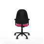 Silla de oficina Algarra con mecanismo Contacto permanente básico tapizada con Similpiel color Rosa. Equipada con Base poliamida negra, Brazos 2D y Ruedas de nailon 50 mm