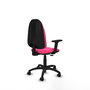 Silla de oficina Algarra con mecanismo Contacto permanente básico tapizada con Similpiel color Rosa. Equipada con Base poliamida negra, Brazos 2D y Ruedas de nailon 50 mm