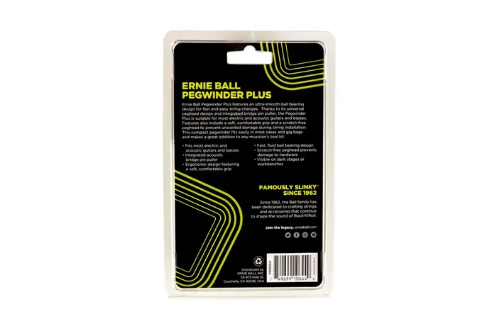 Ernieball Manivela de Afinación para Guitarra y Bajo, Pegwinder Plus con Extractor de Puente Ernieball Manivela de Afinación para Guitarra y Bajo, Pegwinder Plus con Extractor de Puente