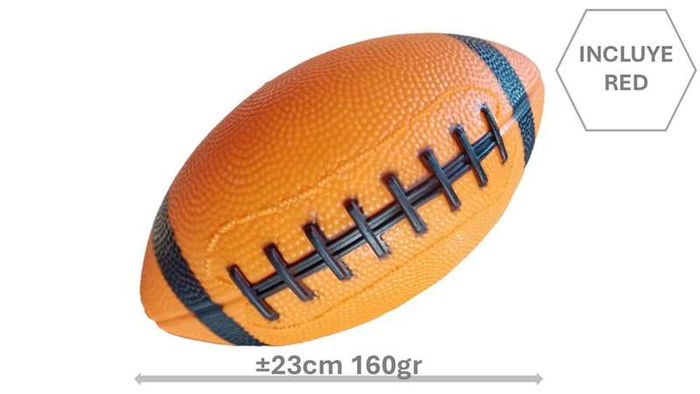 Poessa Pelota Rugby PVC Bismark Design 23cm 160gr Naranja y Negro Red