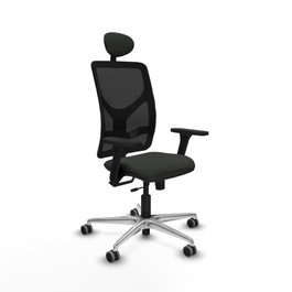 PIQUERAS Y CRESPO Silla de oficina Motilla con mecanismo Sincro/Traslack, Brazos 3D y Cabecero Fijo, Negro
