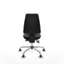 Silla de oficina Elche con mecanismo Asincro tapizada con Tela color Gris. Equipada con Base cromada, Sin brazos y Ruedas 65 mm parqué