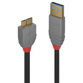 Lindy 2m USB 3.2 Type A a Micro-B Cable, 5Gbps, Anthra Line
