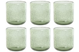 DKD Home Decor Set de 6 Vasos de Cristal Burbujas Verde 320ml