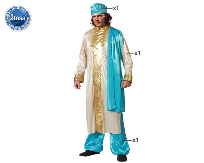 Otros Disfraz Hindú Adulto Hombre, Talla M-L, Color Beige, Incluye Pantalón, Túnica y Turbante Otros Disfraz Hindú Adulto Hombre, Talla M-L, Color Beige, Incluye Pantalón, Túnica y Turbante