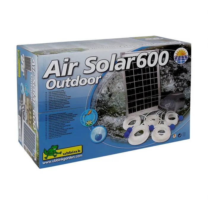 Ubbink AirSolar 600 Bomba de Aire Solar, Caudal 600 l/h, Incluye 5 Difusores y Panel Solar 12V, UBB8711465513753