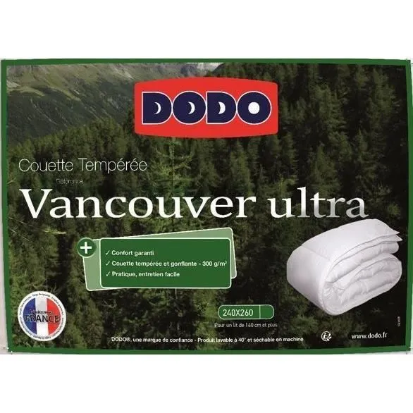 Dodo Vancouver Dudvet Ultra Envelope - Edredón Templado 240 x 260 cm para 2 Personas, 100% Fibra de Poliéster, Blanco