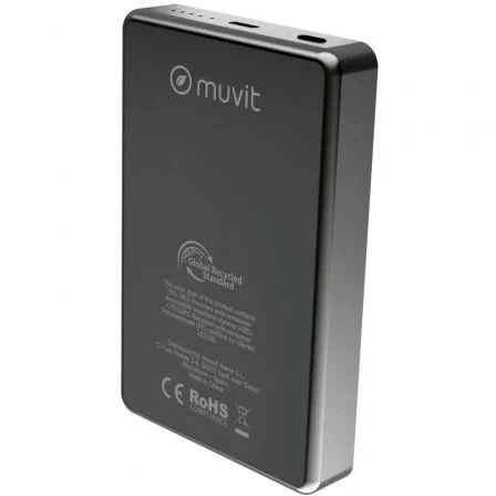 Muvit For Change MCCHP0010 Power Bank 10000mAh 20W Wireless Negra con Cable USB Tipo-C
