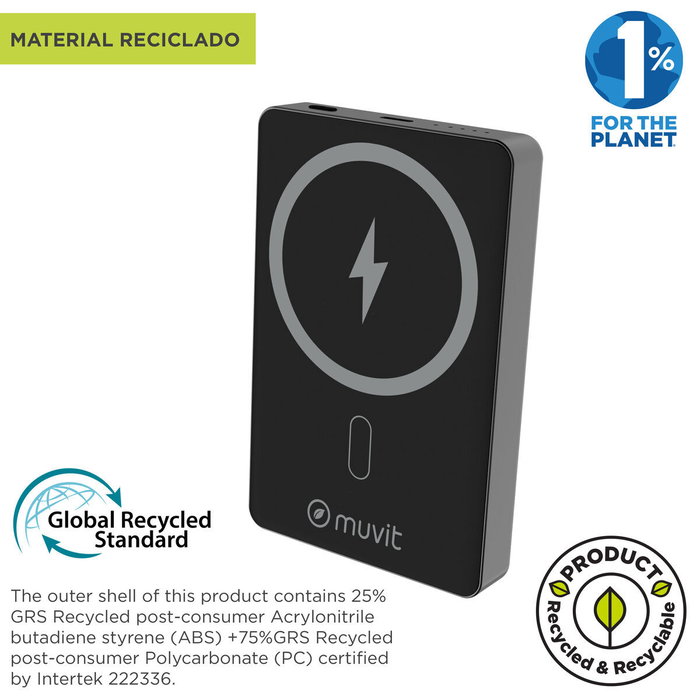 Muvit For Change Powerbank 10000mAh MCCHP0010 20W Wireless Negra Muvit For Change Powerbank 10000mAh MCCHP0010 20W Wireless Negra
