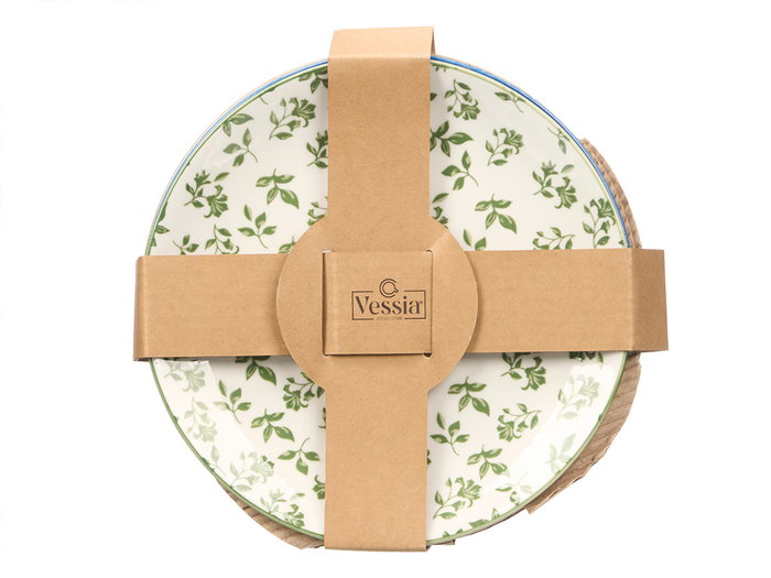 Vessia Plato Postre Colores Surtidos Cerámica Porcelana 19x19 cm (Set de 24)