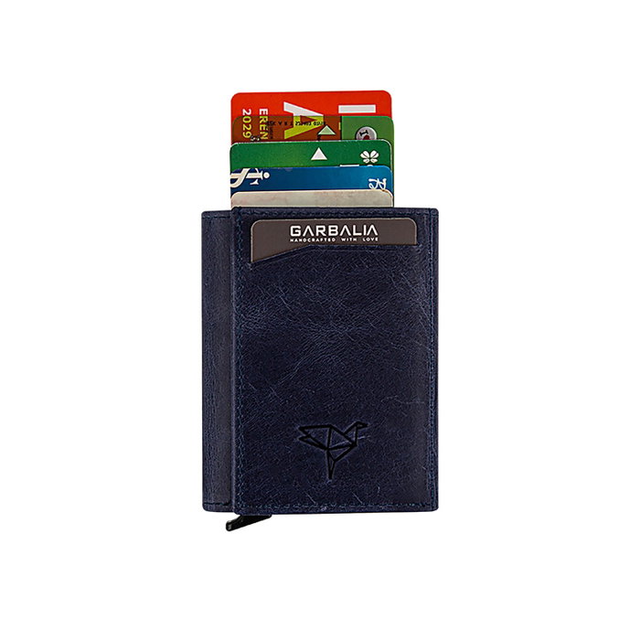 Zoozie Bags Bryant Cartera para Hombre Piel Auténtica Azul Oscuro 10.5x2x8 cm