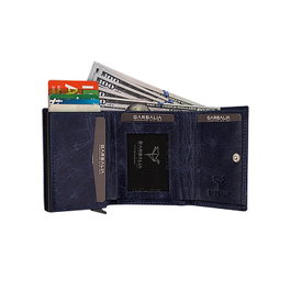 Zoozie Bags Bryant Cartera para Hombre Piel Auténtica Azul Oscuro 10.5x2x8 cm