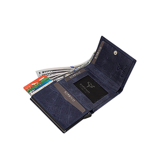 Zoozie Bags Bryant Cartera para Hombre Piel Auténtica Azul Oscuro 10.5x2x8 cm