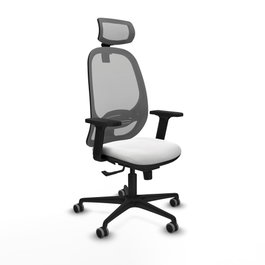 PIQUERAS Y CRESPO Silla de oficina Cilanco con mecanismo Sincro, Tela Blanca y Malla Gris