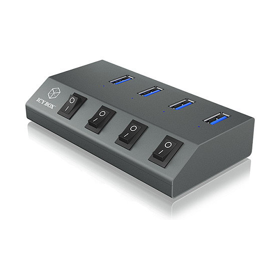 ICY BOX IB-HUB1405 Hub USB 3.2 Gen 1 con 4 puertos Type-A y interruptores individuales ICY BOX IB-HUB1405 Hub USB 3.2 Gen 1 con 4 puertos Type-A y interruptores individuales