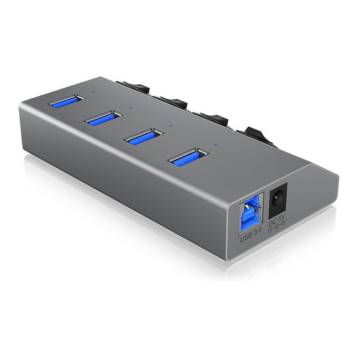 ICY BOX IB-HUB1405 Hub USB 3.2 Gen 1 con 4 puertos Type-A y interruptores individuales ICY BOX IB-HUB1405 Hub USB 3.2 Gen 1 con 4 puertos Type-A y interruptores individuales