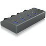 ICY BOX IB-HUB1405 Hub USB 3.0 4 Puertos con Conmutador por Puerto, Aluminio, 5 Gbps, USB Tipo-B a 4x Tipo-A