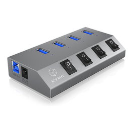 ICY BOX IB-HUB1405 Hub USB 3.2 Gen 1 con 4 puertos Type-A y interruptores individuales