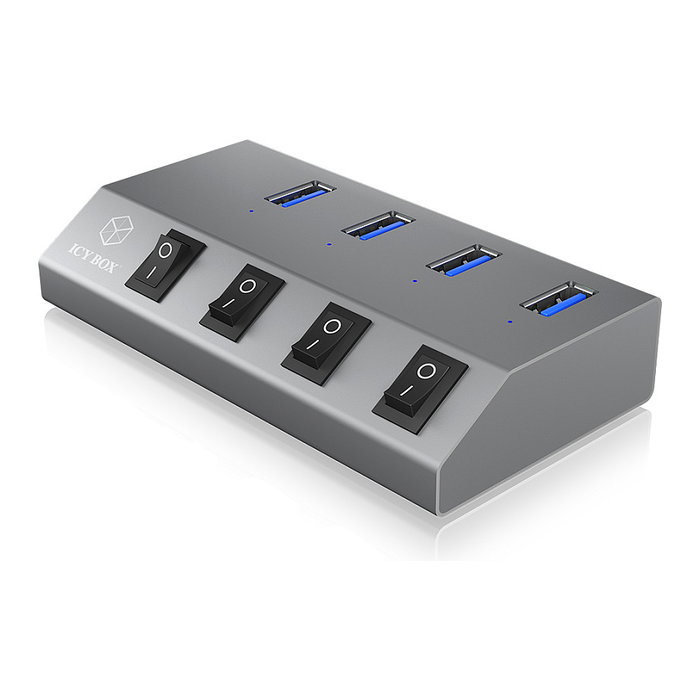 ICY BOX IB-HUB1405 Hub USB 3.2 Gen 1 con 4 puertos Type-A y interruptores individuales ICY BOX IB-HUB1405 Hub USB 3.2 Gen 1 con 4 puertos Type-A y interruptores individuales