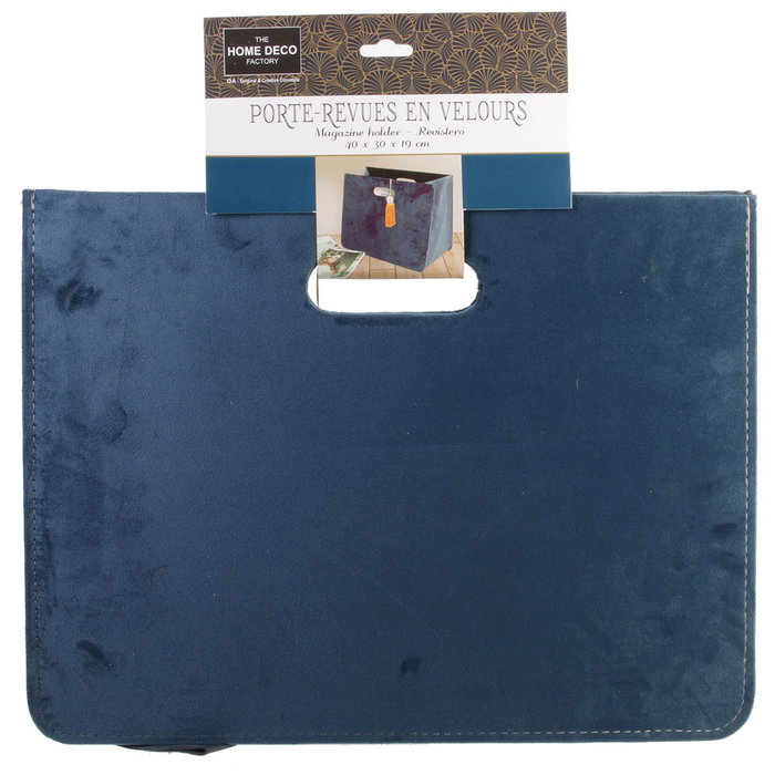 Home Deco Factory Revistero Plegable Terciopelo Azul para Revistas 30x19x40 cm