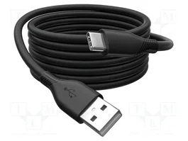 DIGITUS Cable USB 2.0 de Silicona USB A a USB C, 0,5 m, Negro