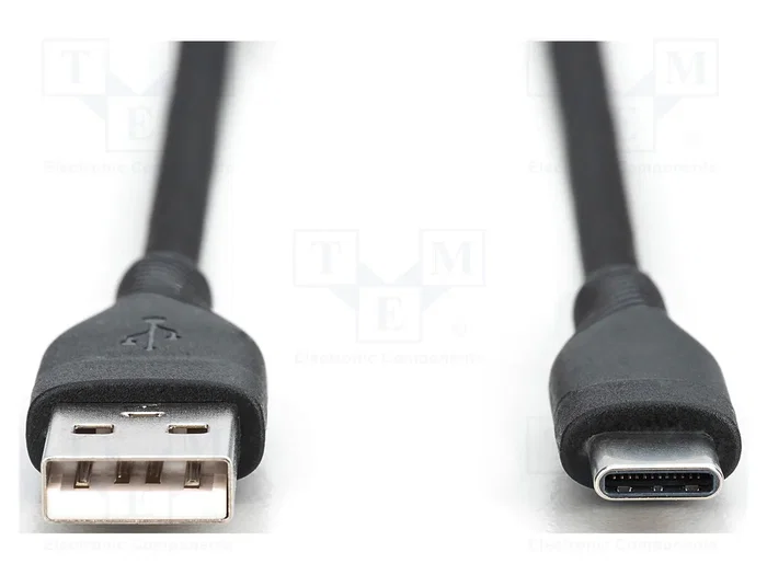 DIGITUS Cable USB 2.0 de Silicona USB A a USB C, 0,5 m, Negro
