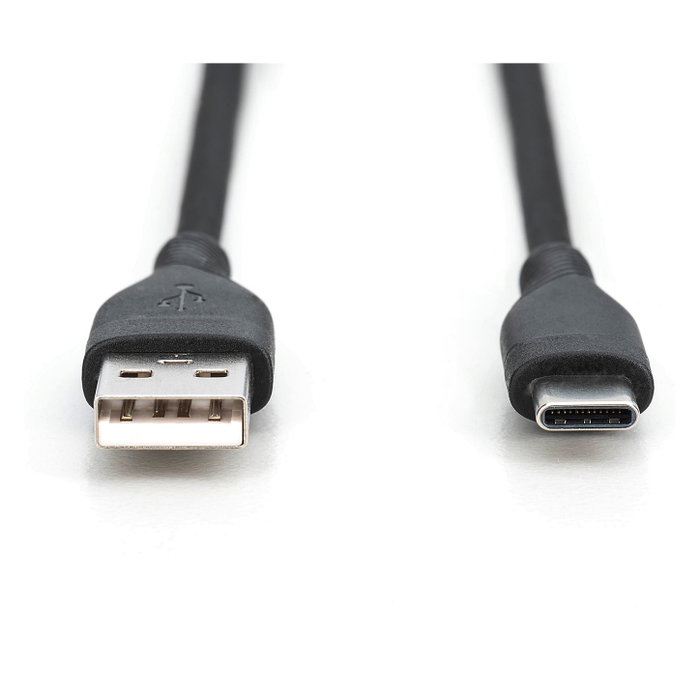 DIGITUS Cable USB 2.0 de Silicona USB A a USB C, 0,5 m, Negro