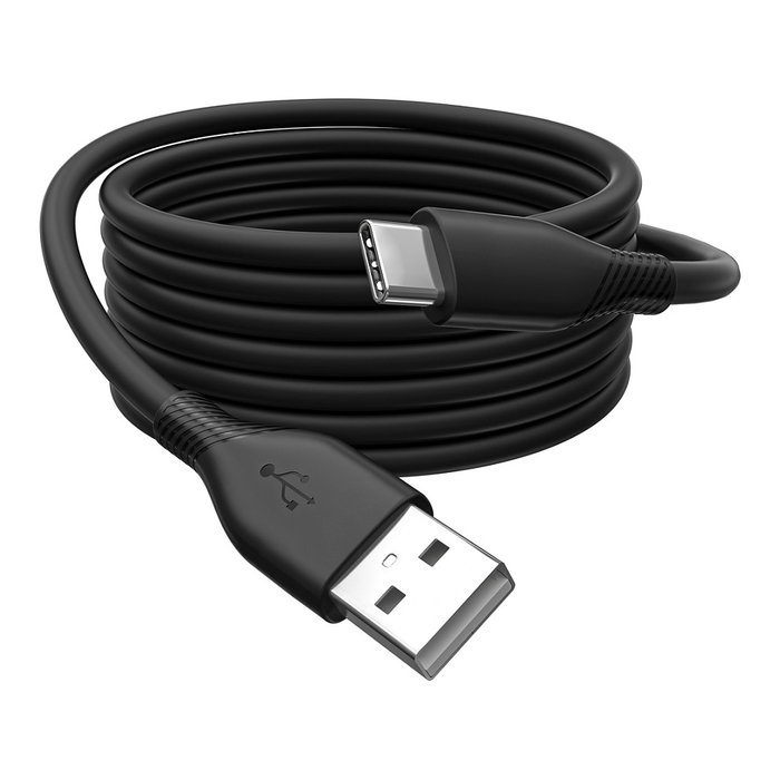 DIGITUS Cable USB 2.0 de Silicona USB A a USB C, 0,5 m, Negro
