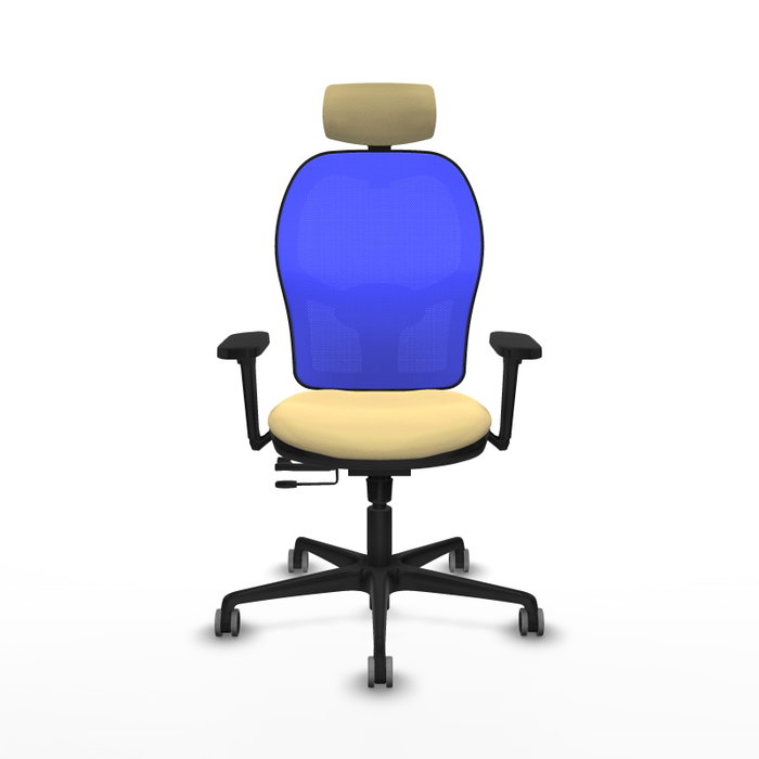 PIQUERAS Y CRESPO Silla de oficina Jorquera con mecanismo Sincro/Traslack, Crema y Azul