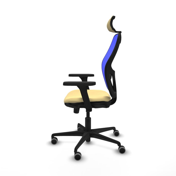 PIQUERAS Y CRESPO Silla de oficina Jorquera con mecanismo Sincro/Traslack, Crema y Azul