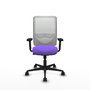 Silla de oficina Zulema con mecanismo Sincro tapizada con Tela color Lila y malla color Blanco. Equipada con lumbar 1D, Brazos 2D y Ruedas 65mm nailon