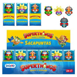DOHE Surtido de Sacapuntas Superthings de 24 Unidades (3 Modelos)