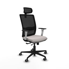 PIQUERAS Y CRESPO Silla de oficina Haches con mecanismo Sincro/Traslack, Blanco y Negro