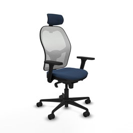 PIQUERAS Y CRESPO Silla de oficina Jorquera con mecanismo Sincro, Azul marino y Blanco