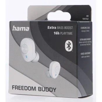 Hama Freedom Buddy Auriculares True Wireless Stereo (TWS) Bluetooth 5.3 Intraaural con Estuche de Carga USB-C, 16h Autonomía, Color Gris Claro/Blanco