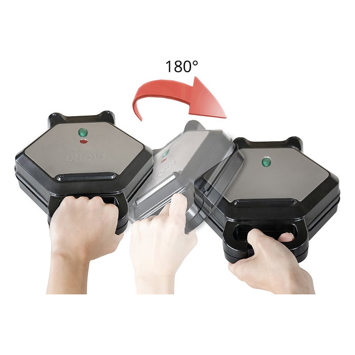 UNOLD 48245 Bobby - Máquina para Gofres Bubble Hexagonal, Placas Antiadherentes, 700W, Negro y Plata, Cable 0.7m