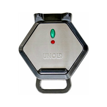 UNOLD 48245 Bobby - Máquina para Gofres Bubble Hexagonal, Placas Antiadherentes, 700W, Negro y Plata, Cable 0.7m