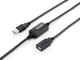 Equip Cable USB 2.0 Activo Macho a Hembra 10m Negro